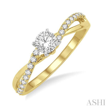 1/5 ctw Diamond Semi-Mount Engagement Ring in 14K Yellow and White Gold
